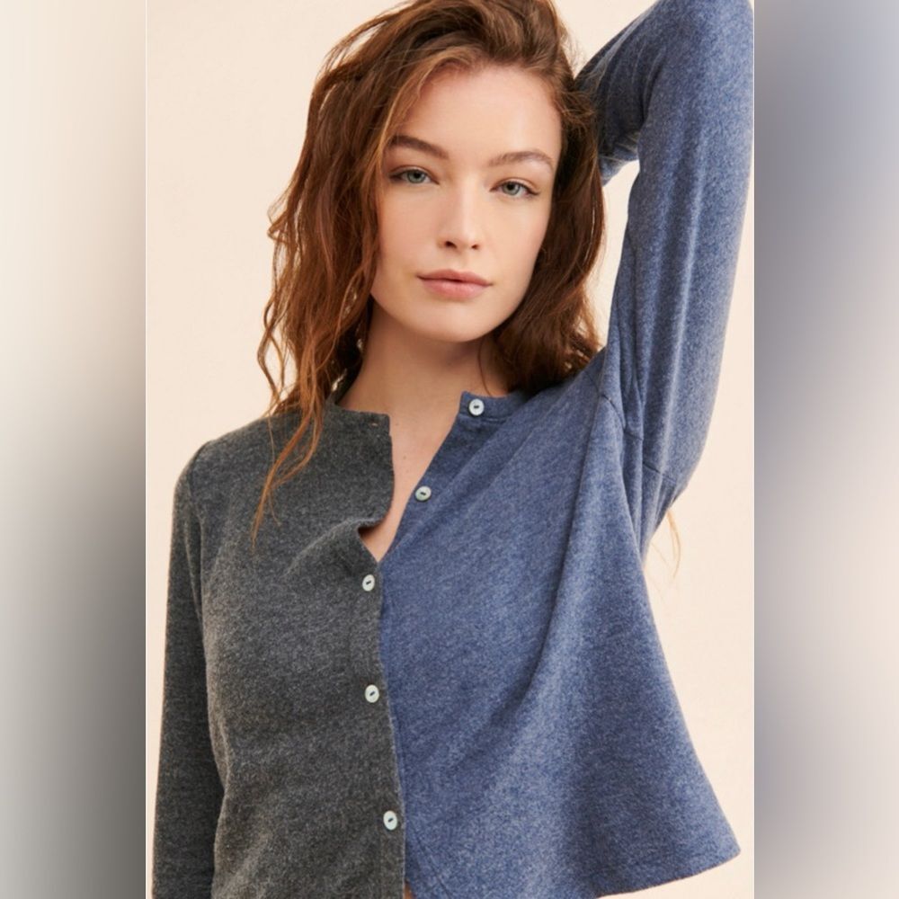 Donni Knit Duo Colorblock Cardigan XS NWOT